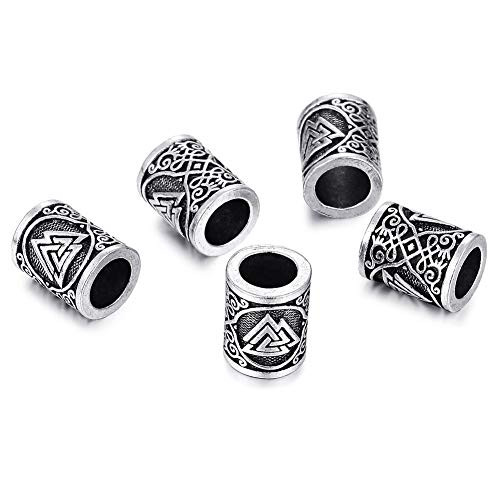 5pcs Viking Rune Beard Beads Hair Beads-Viking Hair Beads for Men DIY Beads Beads Bearded Large Viking Beard Beads Metal Beads