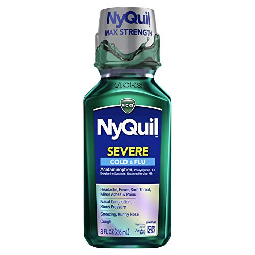 Vicks NyQuil SEVERE Cough Cold and Flu Original Flavor 8 Fl oz - Sore Throat Fever and Congestion Nighttime Relief