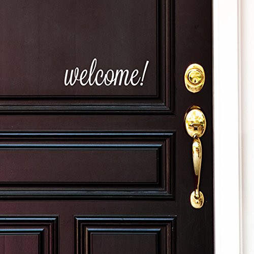 White Welcome Front Door Vinyl Decal Cursive Handwriting Wall Art Decor Sticker Lettering Removable White Welcome Front Door Vinyl Decal Cursive Handwriting Wall Art Decor Sticker Lettering Removable