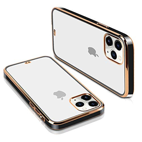 SOKAD iPhone 11 Pro Max Case Clear Soft TPU Plating Bumper Anti-Scratch Shockproof Protective Case Cover for iPhone 11 Pro Max 6_5 Inch 2019 Elegant Black
