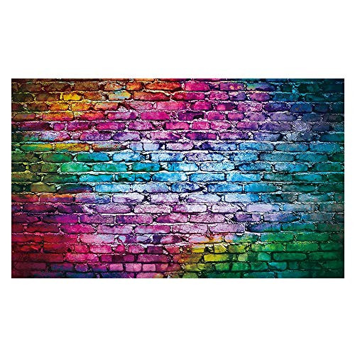 Funnytree Colorful Brick Wall Backdrop for 80s 90s Hip Hop Disco Birthday Wedding Graduation Themed Party Photography Background Retro Block Portrait Photo Studio Props Decorations Banner 5x3ft