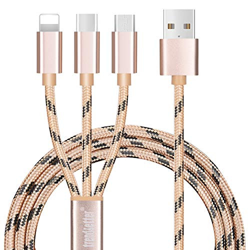 2Pack 3ft Multi Charging Cable Trendsetter Multi Charger Cable Nylon 3 in 1 charging cable Universal Charger Cord Adapter Type C Micro USB Connector Compatible with Cell Phone Tablets more Upgraded