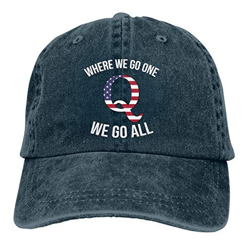 Q Anon Where We Go One We Go All Vintage Washed Dyed Dad Hat Adjustable Baseball Hat Navy One Size