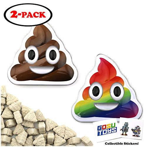 Emoticandy Poop Tin 2 Pack Poop Emoji Candy Vanilla Flavor Gift Stuffer with 2 GosuToys Stickers