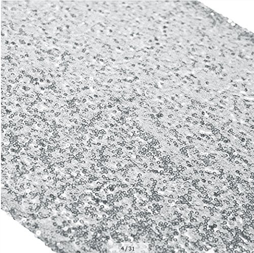 Shinybeauty Sequin Table Runner, 12 by 72-Inch-Silver,Shimmer Table Runner, Bling Table Runner, Wedding Table Runner, Custom Table Runner