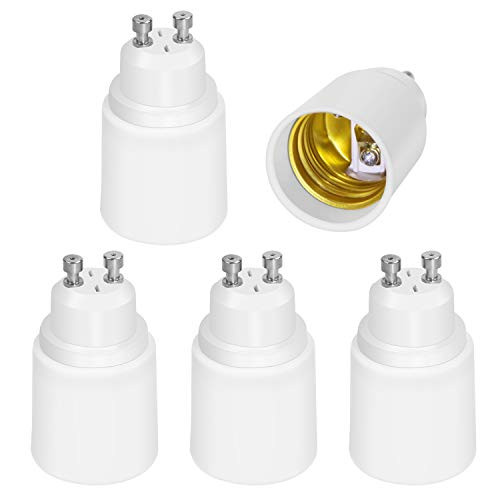 CliCli 5-Pack GU10 to E26E27 Light Bulb Adapter 2 Pin GU10 to Standard Medium E26E27 Screw Base Lamp Socket Converter Maximum 200W And 165? Heat-resistant GU10 Pin Base Adapter