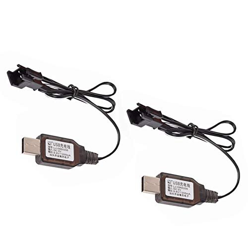 9_6v SM2P Plug USB Charge Cable with Protection for 9_6v Ni-Mh Ni-Cd Battery with sm-2p Plug RC Car Toy?2 Pack?