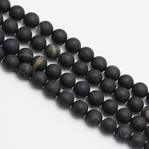 JM Design 2_0mm Large Hole Black Stripe Agate Matte Round Size 8mm 15_5  per Strand Gemstone Loose Beads for Jewelry Making JM Design 2_0mm Large Hole Black Stripe Agate Matte Round Size 8mm 15_5  per Strand Gemstone Loose Beads for Jewelry Making