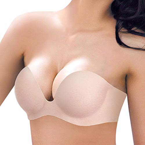 Adhesive Bra Strapless Backless Invisible Bra Silicone Bra for Women Backless Dress Push Up Sticky Bra Beige B Adhesive Bra Strapless Backless Invisible Bra Silicone Bra for Women Backless Dress Push Up Sticky Bra Beige B