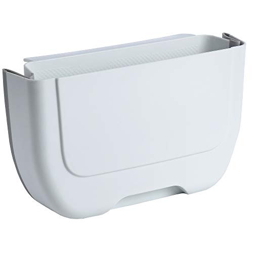 NEEMAY Small Hanging Folding Trash Can for Kitchen Cabinet Door Mount Collapsible Trash Can Upgrade Foldable Waste Bin Garbage Can Garbage Bin Holder for Bathroom Bedroom Home Car Camping White