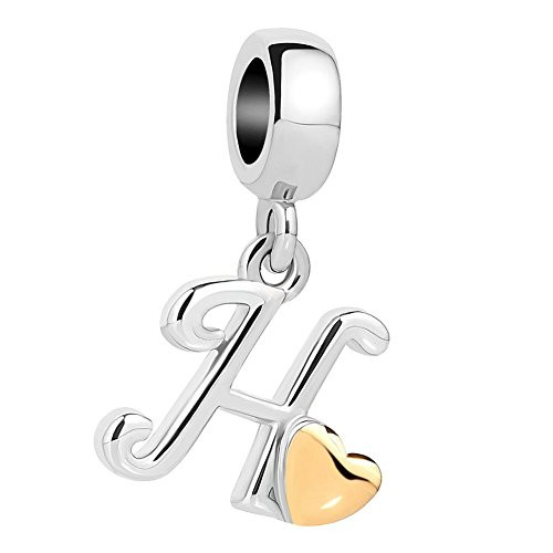 Cory Keyes Heart Love A-Z Letter Charms Dangle Alphabet Initial Charm Beads for Bracelets H