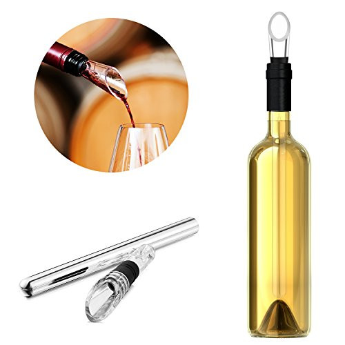 ZPTONE Wine Chiller Stick 3-in-1 Wine Bottle Cooler Stick Stainless Steel Freezer with Aerator and Pourer Decanter for Whiskey Cocktails Beer
