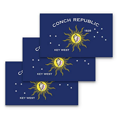 3x5 Conch Republic Flag Sticker 3-Pack Made with Durable Waterproof Materials Key West Flag Bumper Sticker Key West Sticker Conch Republic Flag Sticker Key West Flag Sticker Conch Republic Decal