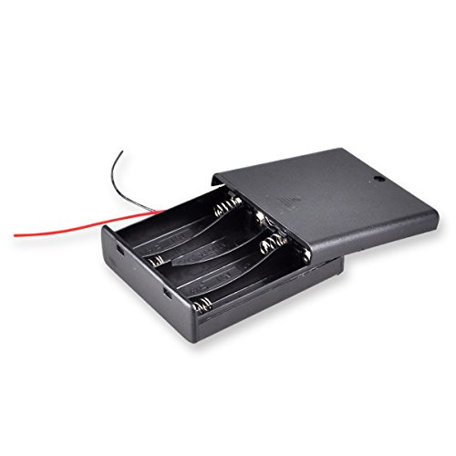 AA Battery Holder, Conwork 4 x 1.5v AA Battery Holder Case Storage Box with ON/OFF Switch and Bare Wire Leads (2-Pack)