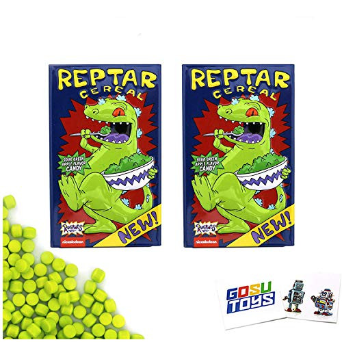 Rugrats Reptar Cereal Sour Green Apple Flavor Candy 2 Pack with 2 GosuToys Stickers