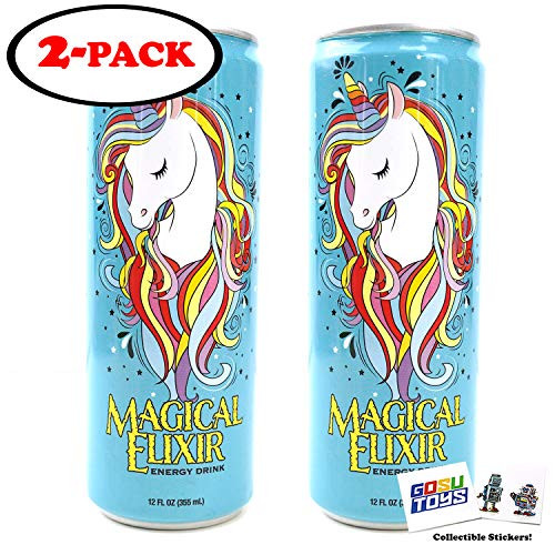 Magical Unicorn Elixir Energy Drink 2 Pack 12 FL OZ 355mL Can With 2 GosuToys Stickers