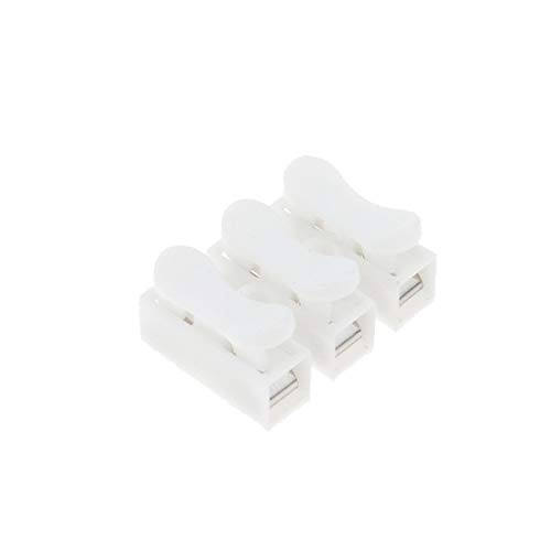 Bitray CH3 Quick Connector Spring Wire Connector Screw Terminal Barrier Block for LED Strip Light Wire ConnectingDedicated 3-Position Post Self-Locking Push Terminal 50 PCS