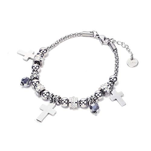 AMHDV Stainless Steel Charm Bracelets for Women Adjustable Cross Chain Bracelet Christian Link Chain Bracelets with Gift Box Cross AMHDV Stainless Steel Charm Bracelets for Women Adjustable Cross Chain Bracelet Christian Link Chain Bracelets with Gift Box Cross