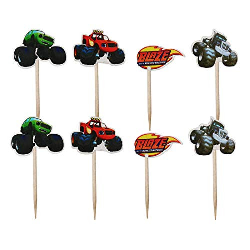 24PCS Blaze and the Monster Machine Cupcake Toppers Favors for Kids Birthday Party Cake Decorations