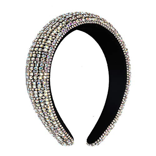 Velvet Padded Rhinestone Headbands Sparkling Bejewelled Hairband for Women Delicate Crystal Embellished Headbands Wide Accessory for Engagement Birthday Parties?Dream color? Velvet Padded Rhinestone Headbands Sparkling Bejewelled Hairband for Women Delicate Crystal Embellished Headbands Wide Accessory for Engagement Birthday Parties?Dream color?
