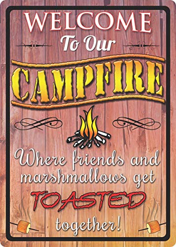 River's Edge Products Welcome to Our Campfire Tin Sign