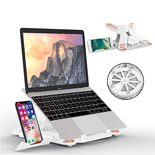 Laptop Stand Adjustable Portable Foldable Laptop Computer Stand Ergonomic Phone Stand Compatible Laptops Multi-Angle Stand Ventilation and Heat Dissipation White