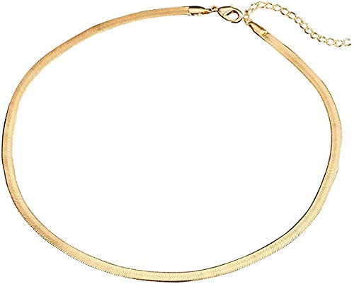 ALAIX Gold Necklace Snake Chain Herringbone Choker Plated Flat Necklace for Women Gold