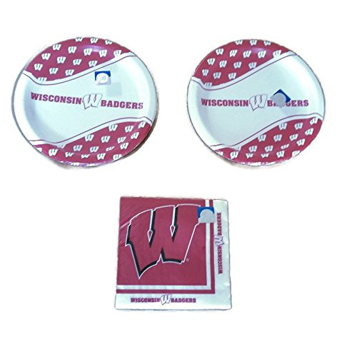 Wisconsin Badgers Party Bundle 9" Plates (16) Napkins (20)