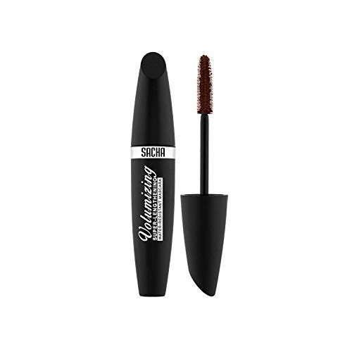 Mascara by Sacha Cosmetics Lengthening   Volumizing Lash Extension Mascara Waterproof   Washable Eye Makeup 0_03 oz Brown