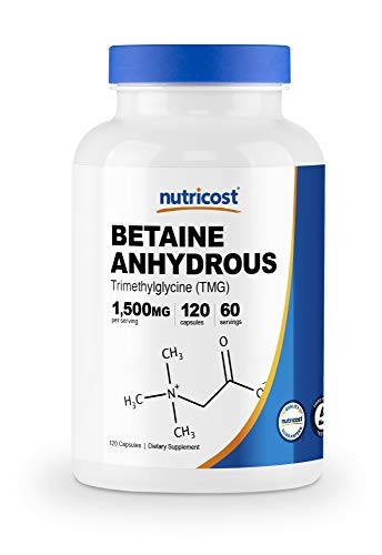Nutricost Betaine Anhydrous Capsules 1500mg 60 Servings - Gluten Free Non-GMO 750mg Per Cap 120 Capsules