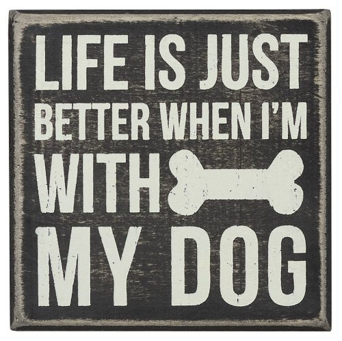 Primitives by Kathy Classic Box Sign, 4" Square, with My Dog Primitives by Kathy Classic Box Sign, 4" Square, with My Dog