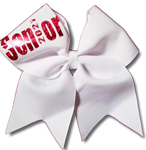 Cheer bows White with Red Senior 2021 Graduation Hair Bow