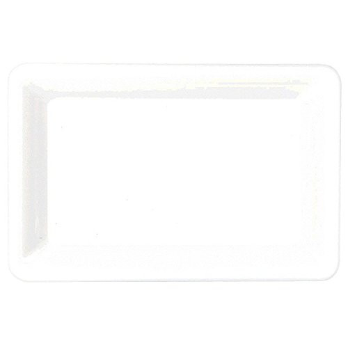 Simple Rectangular Plastic Tray Party Table Reusable Serveware and Dishware, White, 9 1/5" x 14 1/5".
