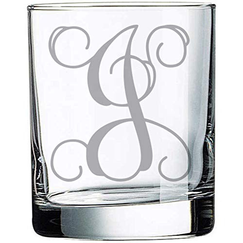 Alankathy mugs Monogram Etched Rock Glass Wine glass J