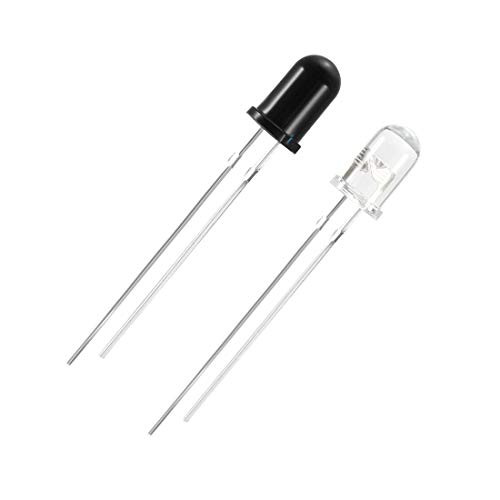 uxcell 50pairs 5mm 940nm LEDs Infrared Emitter and IR Receiver Diode DC 1_2V Light Emitting Diodes for Arduino