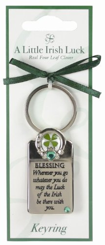 Four Leaf Clover Irish Blessing Keyring