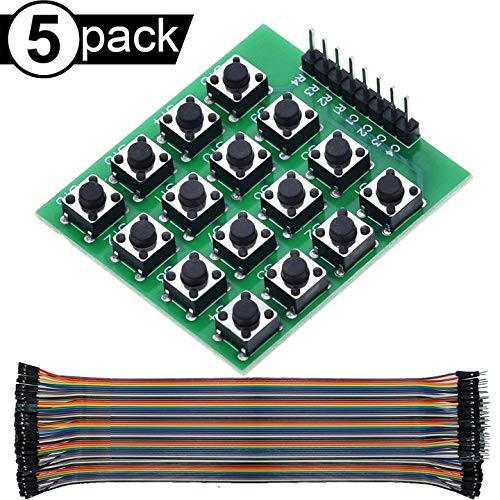 DAOKI 5Pcs Keypad Mcu Keyboard Module 4x4 Matrix 16 Keypad Keyboard Module 44 16 Button Mcu for Arduino DIY Kit