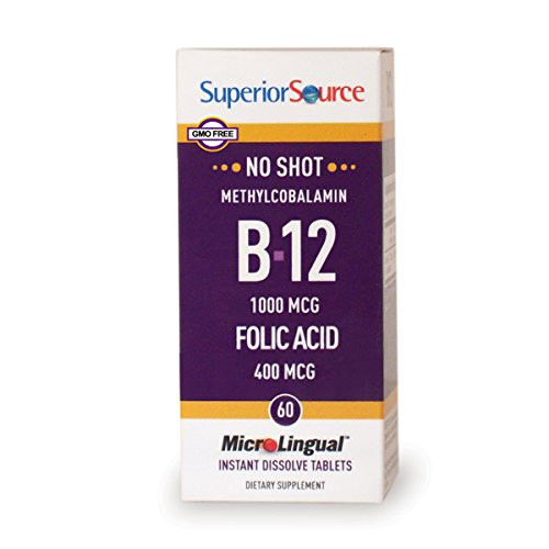 Superior Source No Shot Methylcobalamin B12 with Folic Acid Multivitamin 60 Count