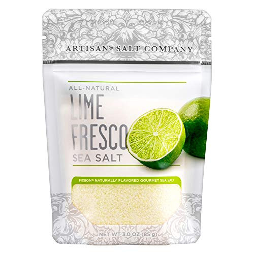 SaltWorks Natural Fusion Lime Fresco Flavored Sea Salt Artisan Zip-Top Pouch 3 Ounce