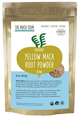 The Maca Team  Yellow Maca Root Powder  100 Certified Organic   Fair Trade  GMO-Free  8 Ounces 25 Servings
