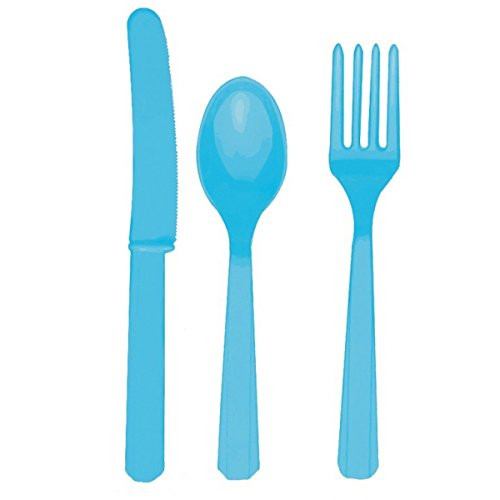 amscan Carribean Blue Assorted Plastic Cutlery 12 Pk_  Party Tableware