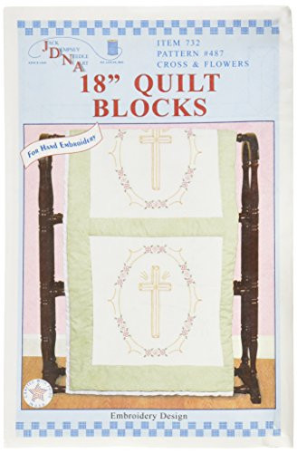 Jack Dempsey Stamped White Quilt Blocks 18X18 6Pkg Cross