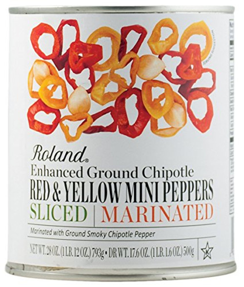 Roland Foods Sliced Red and Yellow Mini Peppers Marinated with Ground Chipotle Specialty Imported Food 28-Ounce Can Roland Foods Sliced Red and Yellow Mini Peppers Marinated with Ground Chipotle Specialty Imported Food 28-Ounce Can