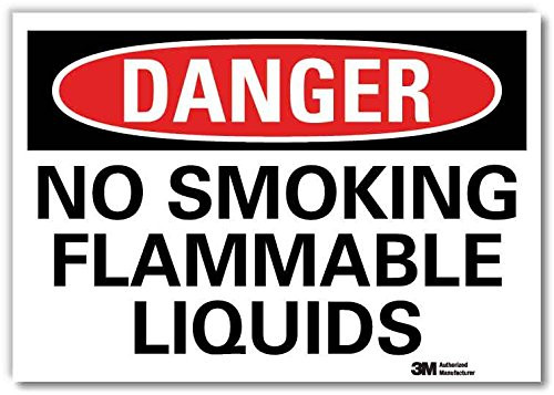 Smartsign U3-1838-RD-14X10Danger NO Smoking Flammable Liquids Reflective Self-Adhesive Decal 14 x 10