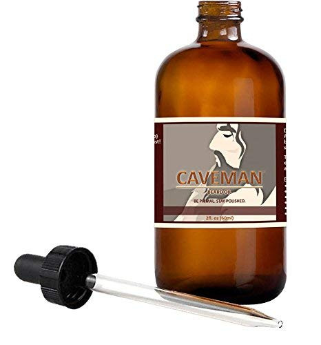 Caveman Beard Oil Leave in Conditioner - Promotes Growth - All Natural - Softens and Strengthens Beard and Mustaches for Men Bay Rum Scent