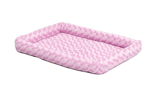 22L-Inch Pink Dog Bed or Cat Bed w Comfortable Bolster  Ideal for XS Dog Breeds   Fits a 22-Inch Dog Crate  Easy Maintenance Machine Wash   Dry  1-Year Warranty