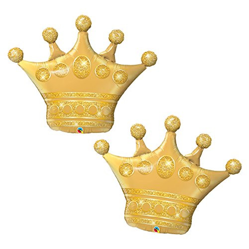 Set of 2 Golden Crown Jumbo 41" Foil Party Balloons Set of 2 Golden Crown Jumbo 41" Foil Party Balloons