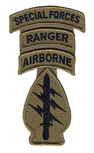 Special Forces OCP Patch with Airborne Ranger and Special Forces Tabs and Hook Fastener
