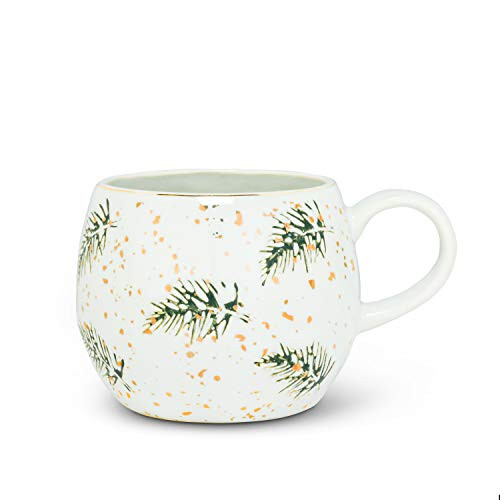 Abbott Collection 27 Pine Bough Ball-Mug w 3_5 H 3_5 inches H WhiteGreenGold