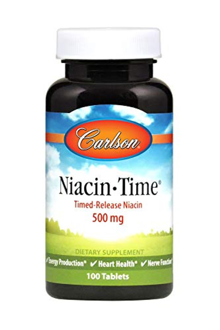 Carlson Niacin-Time 500 mg Vitamin B-3 Time-Released 100 Tablets